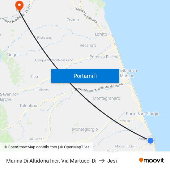 Marina Di Altidona Incr. Via Martucci Di to Jesi map
