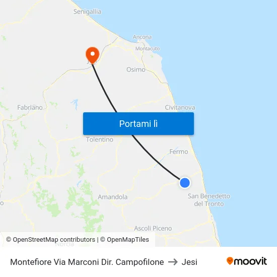 Montefiore Via Marconi Dir. Campofilone to Jesi map