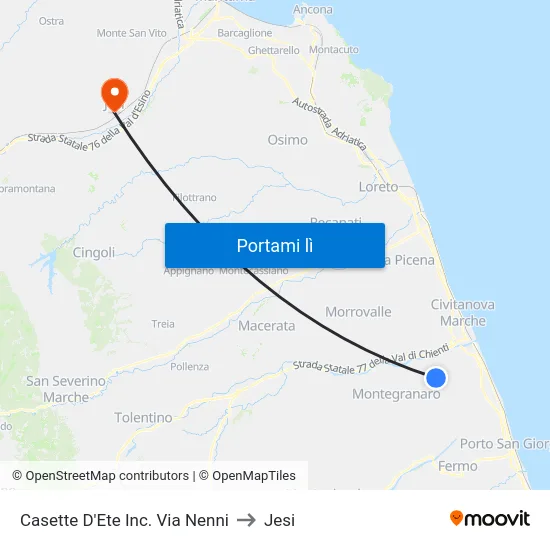 Casette D'Ete Inc. Via Nenni to Jesi map