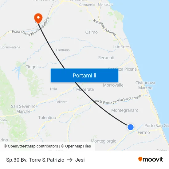 Sp.30 Bv. Torre S.Patrizio to Jesi map