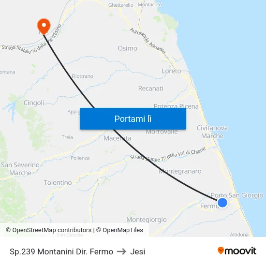 Sp.239 Montanini Dir. Fermo to Jesi map