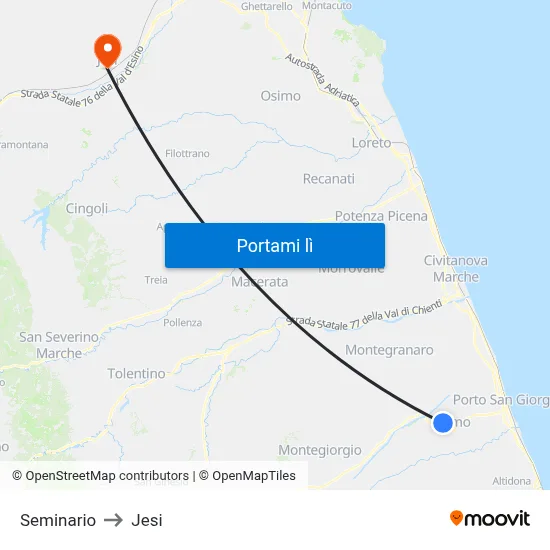 Seminario to Jesi map