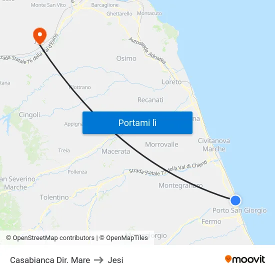 Casabianca Dir. Mare to Jesi map