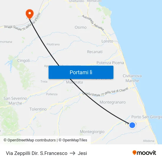 Via Zeppilli Dir. S.Francesco to Jesi map