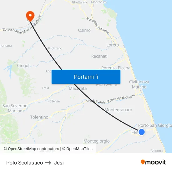 Polo Scolastico to Jesi map