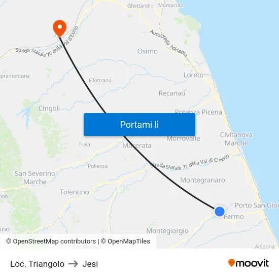 Loc. Triangolo to Jesi map