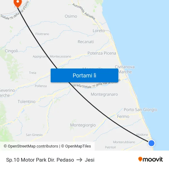 Sp.10 Motor Park Dir. Pedaso to Jesi map