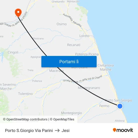 Porto S.Giorgio Via Parini to Jesi map