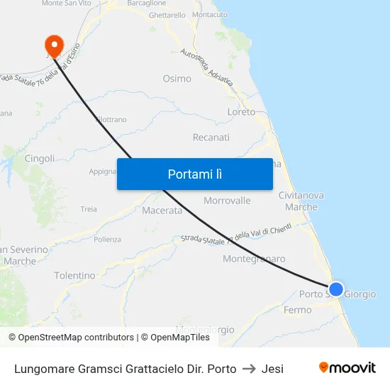 Lungomare Gramsci Grattacielo Dir. Porto to Jesi map