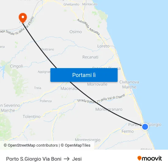 Porto S.Giorgio Via Boni to Jesi map