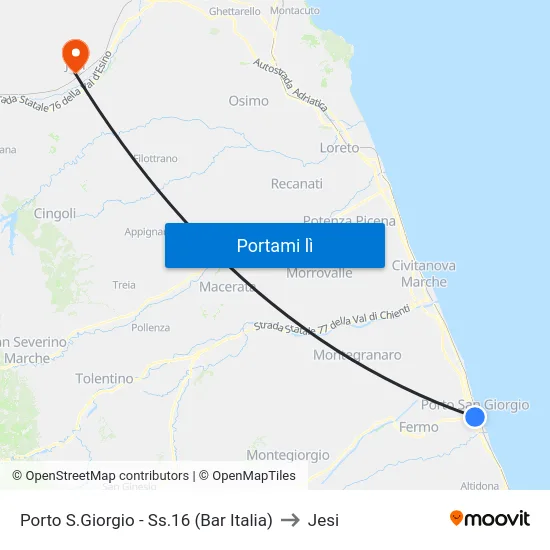 Porto S.Giorgio - Ss.16 (Bar Italia) to Jesi map