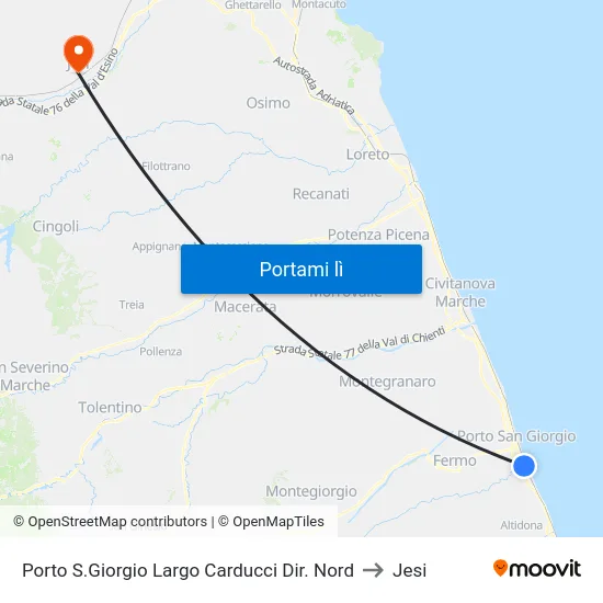 Porto S.Giorgio Largo Carducci Dir. Nord to Jesi map