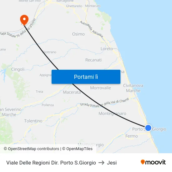 Viale Delle Regioni Dir. Porto S.Giorgio to Jesi map