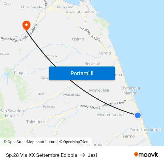 Sp.28 Via XX Settembre Edicola to Jesi map