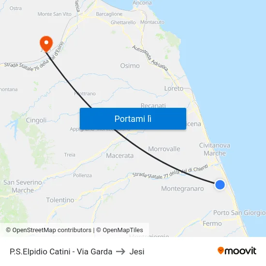 P.S.Elpidio Catini - Via Garda to Jesi map