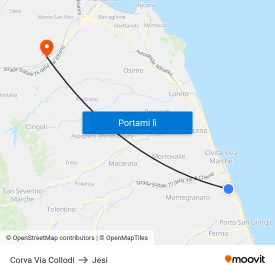 Corva Via Collodi to Jesi map