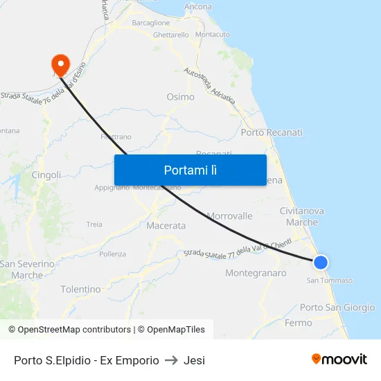 Porto S.Elpidio - Ex Emporio to Jesi map
