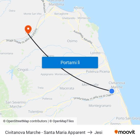 Civitanova Marche - Santa Maria Apparent to Jesi map