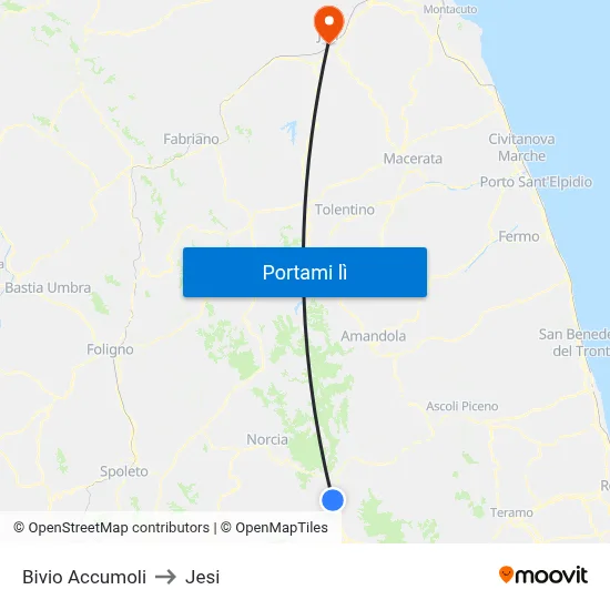 Bivio Accumoli to Jesi map