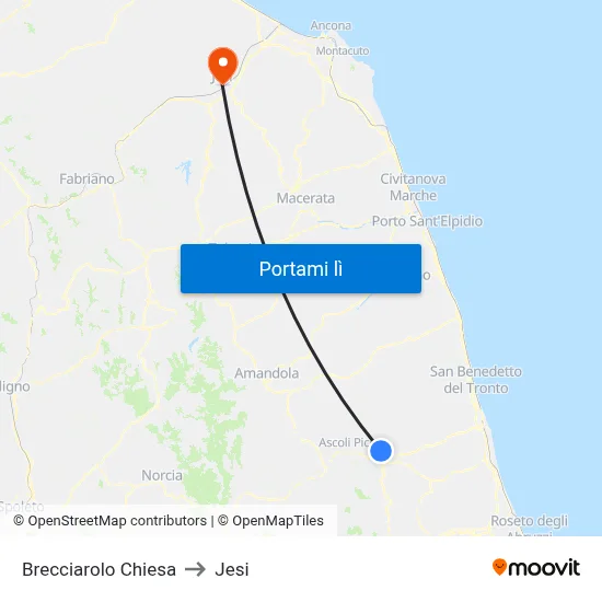 Brecciarolo Chiesa to Jesi map