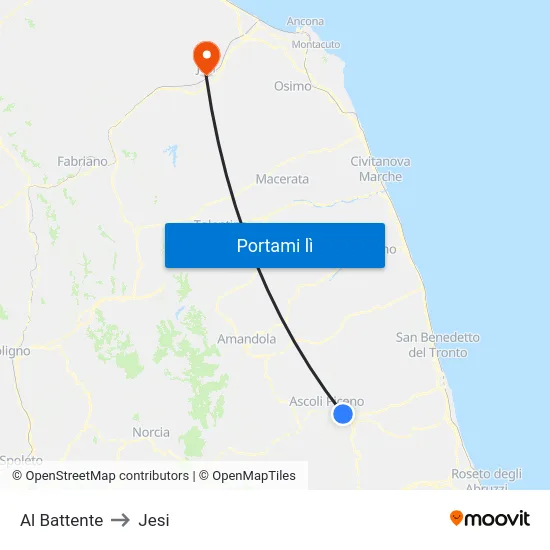 Al Battente to Jesi map