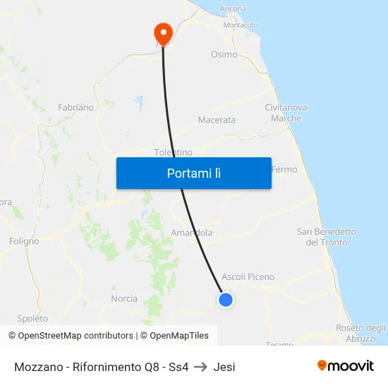 Mozzano - Rifornimento Q8 - Ss4 to Jesi map