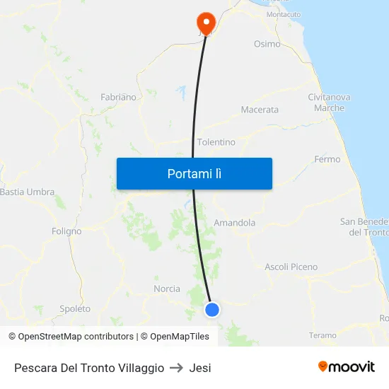 Pescara Del Tronto Villaggio to Jesi map