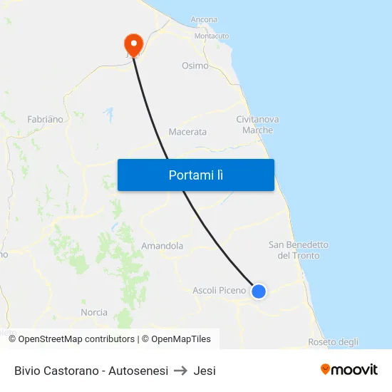 Bivio Castorano - Autosenesi to Jesi map