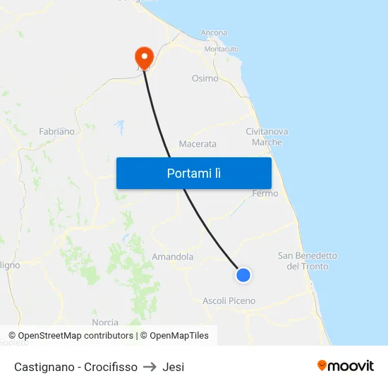 Castignano - Crocifisso to Jesi map
