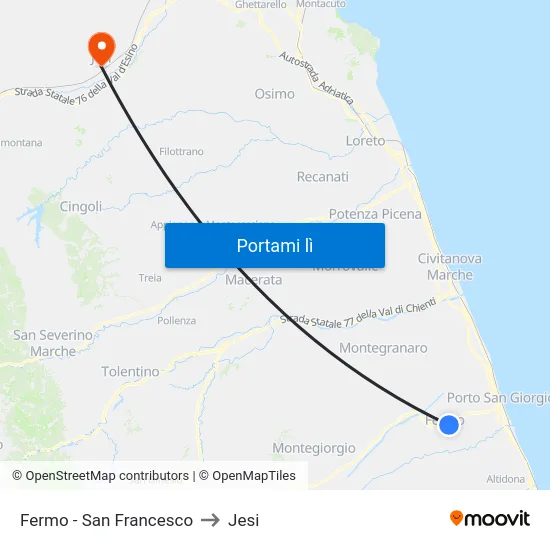 Fermo - San Francesco to Jesi map