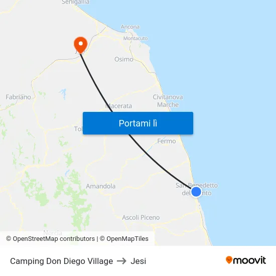 Camping Don Diego Village to Jesi map