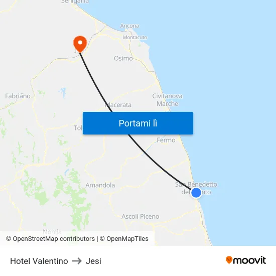 Hotel Valentino to Jesi map