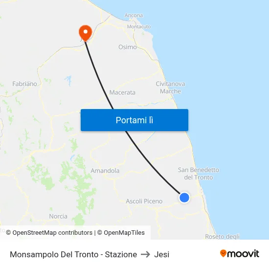 Monsampolo Del Tronto - Stazione to Jesi map