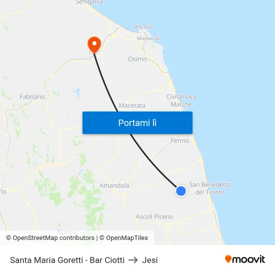 Santa Maria Goretti - Bar Ciotti to Jesi map