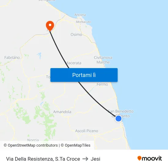 Via Della Resistenza, S.Ta Croce to Jesi map