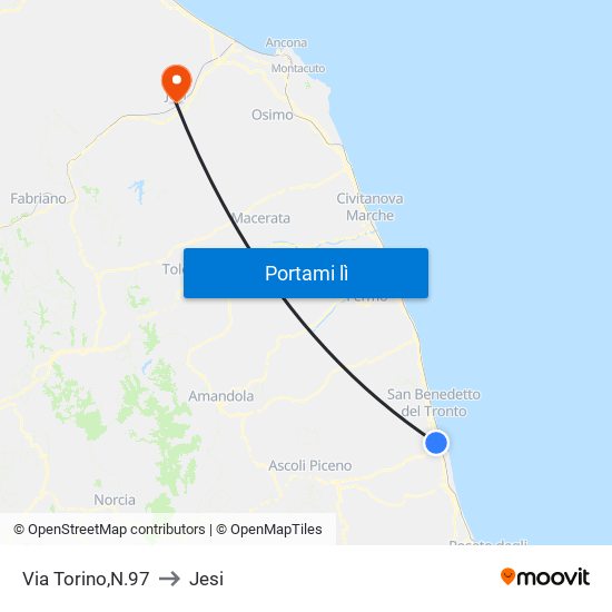 Via Torino,N.97 to Jesi map