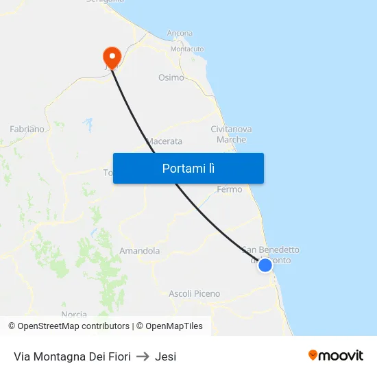 Via Montagna Dei Fiori to Jesi map