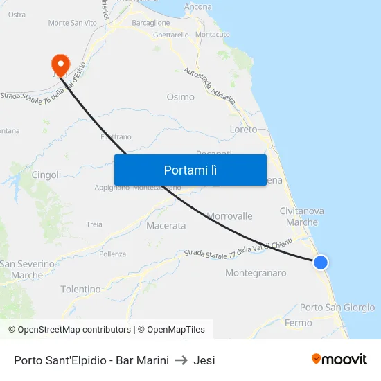 Porto Sant'Elpidio - Bar Marini to Jesi map