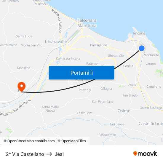 2^ Via Castellano to Jesi map
