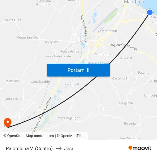 Palombina V. (Centro). to Jesi map