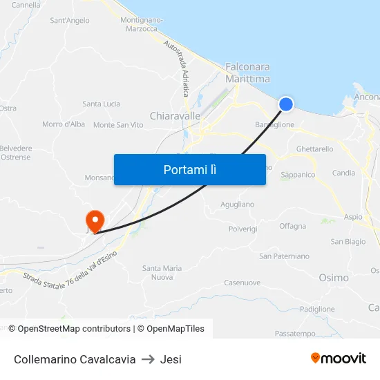 Collemarino Cavalcavia to Jesi map