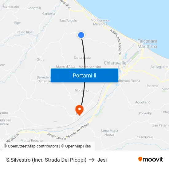S.Silvestro (Incr. Strada Dei Pioppi) to Jesi map
