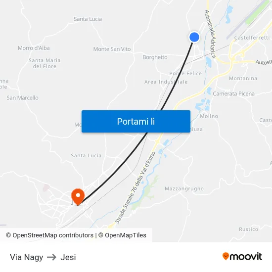 Via Nagy to Jesi map