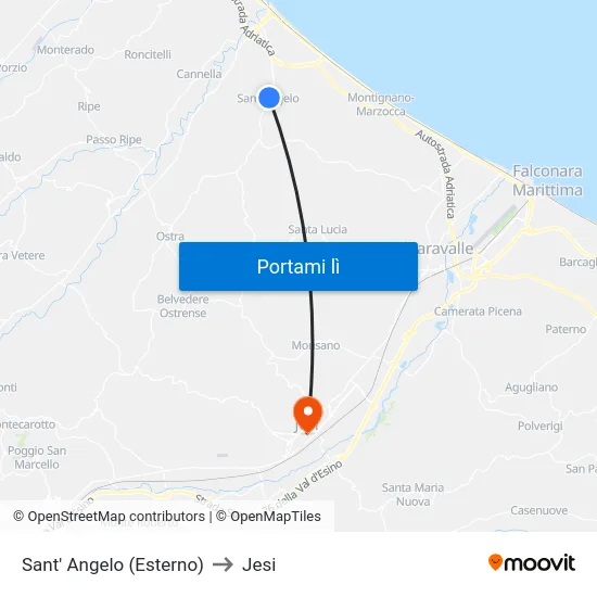 Sant' Angelo  (Esterno) to Jesi map