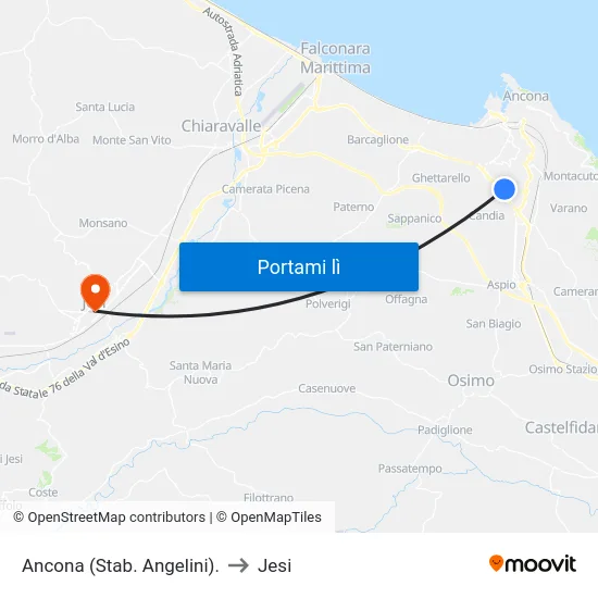 Ancona (Stab. Angelini). to Jesi map