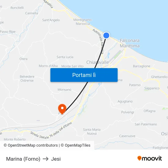 Marina (Forno) to Jesi map