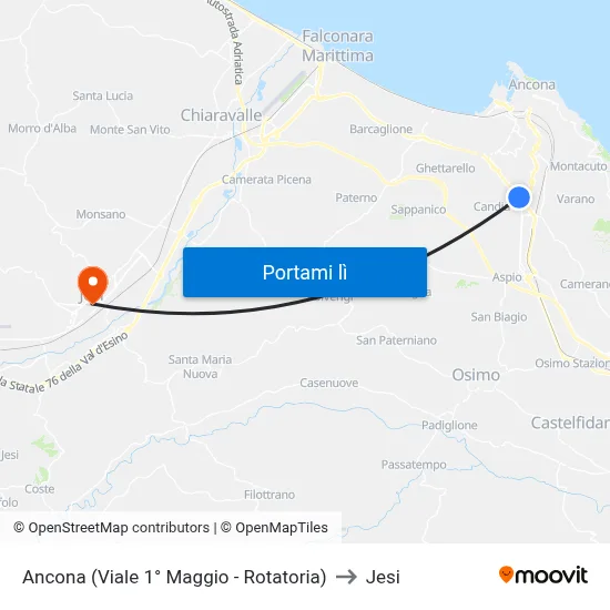 Ancona (Viale 1° Maggio - Rotatoria) to Jesi map