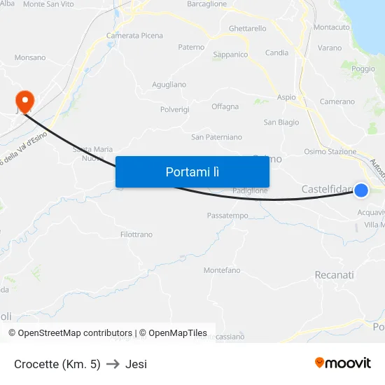 Crocette (Km. 5) to Jesi map