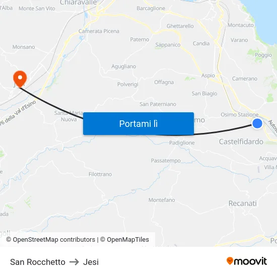 San Rocchetto to Jesi map