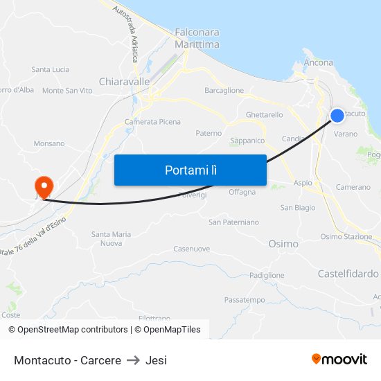 Montacuto - Carcere to Jesi map